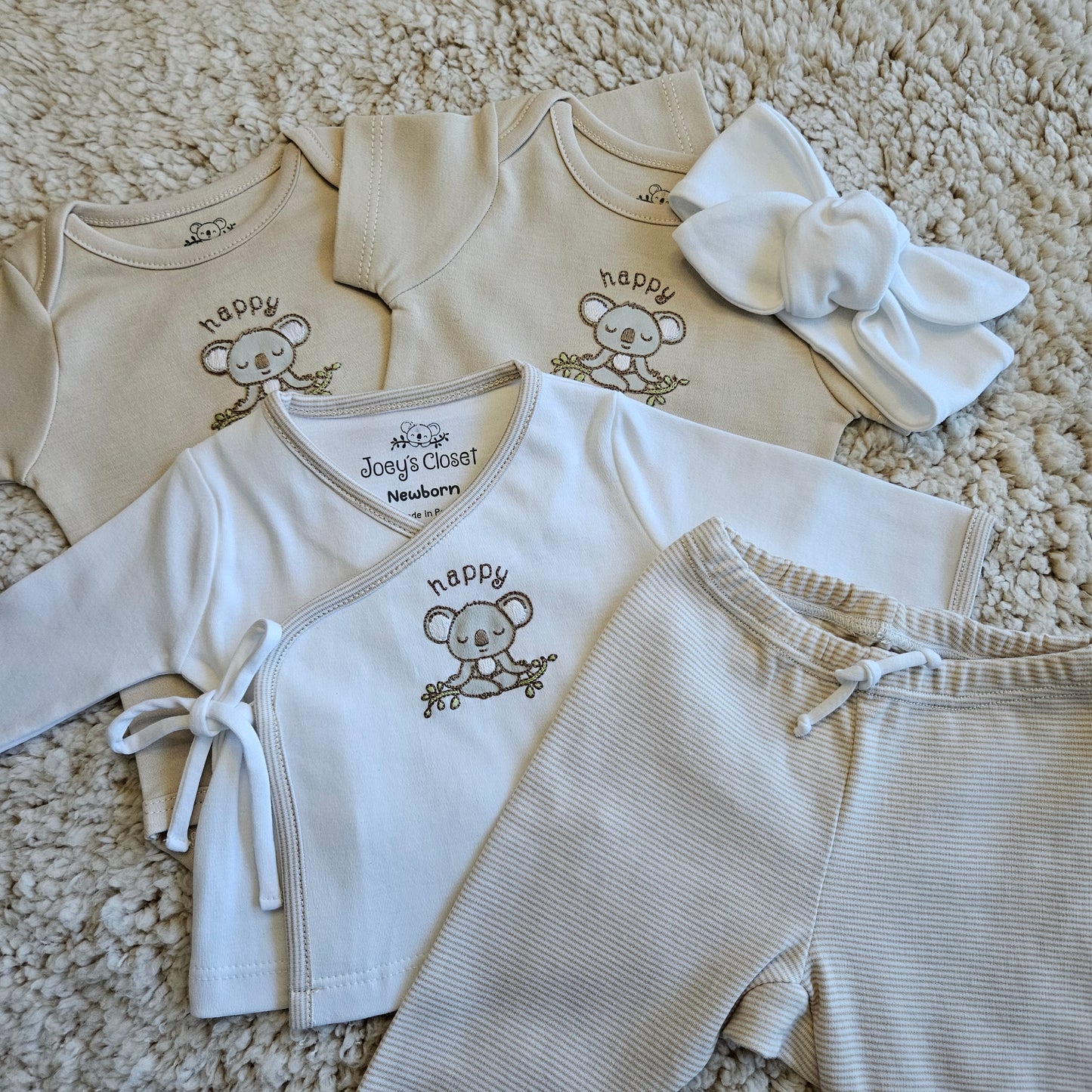 Soft Cotton Short Sleeve Bodysuit | High Quality Baby Clothing | Joey's Closet Happy Koala Collection