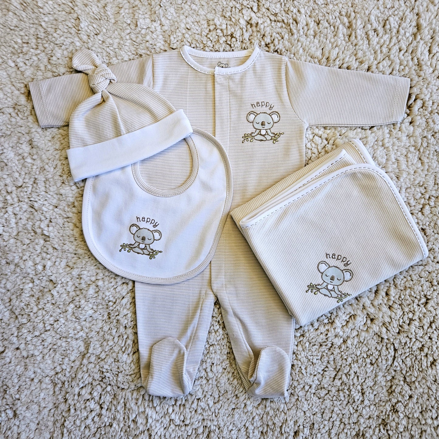 Bib, Happy Koala | Cotton Hypoallergenic Baby Bib | joeyscloset.com | Pima Cotton Clothes for Happy Babies