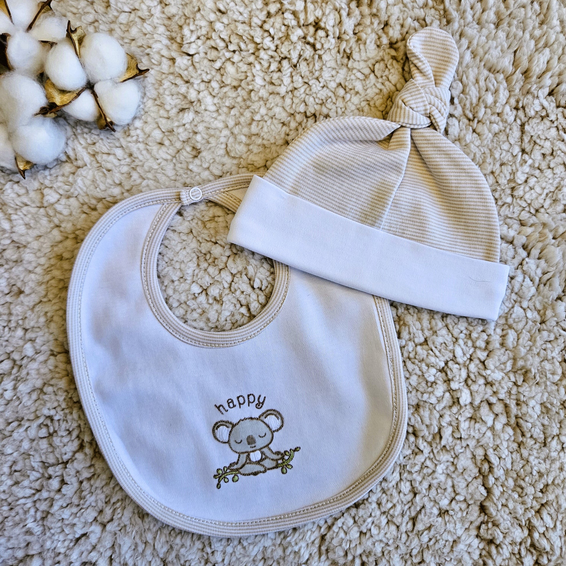 Pima Cotton for Happy Babies Bib | Happy Koala by Joey's Closet | Hypoallergenic Baby Bib | Buy Now