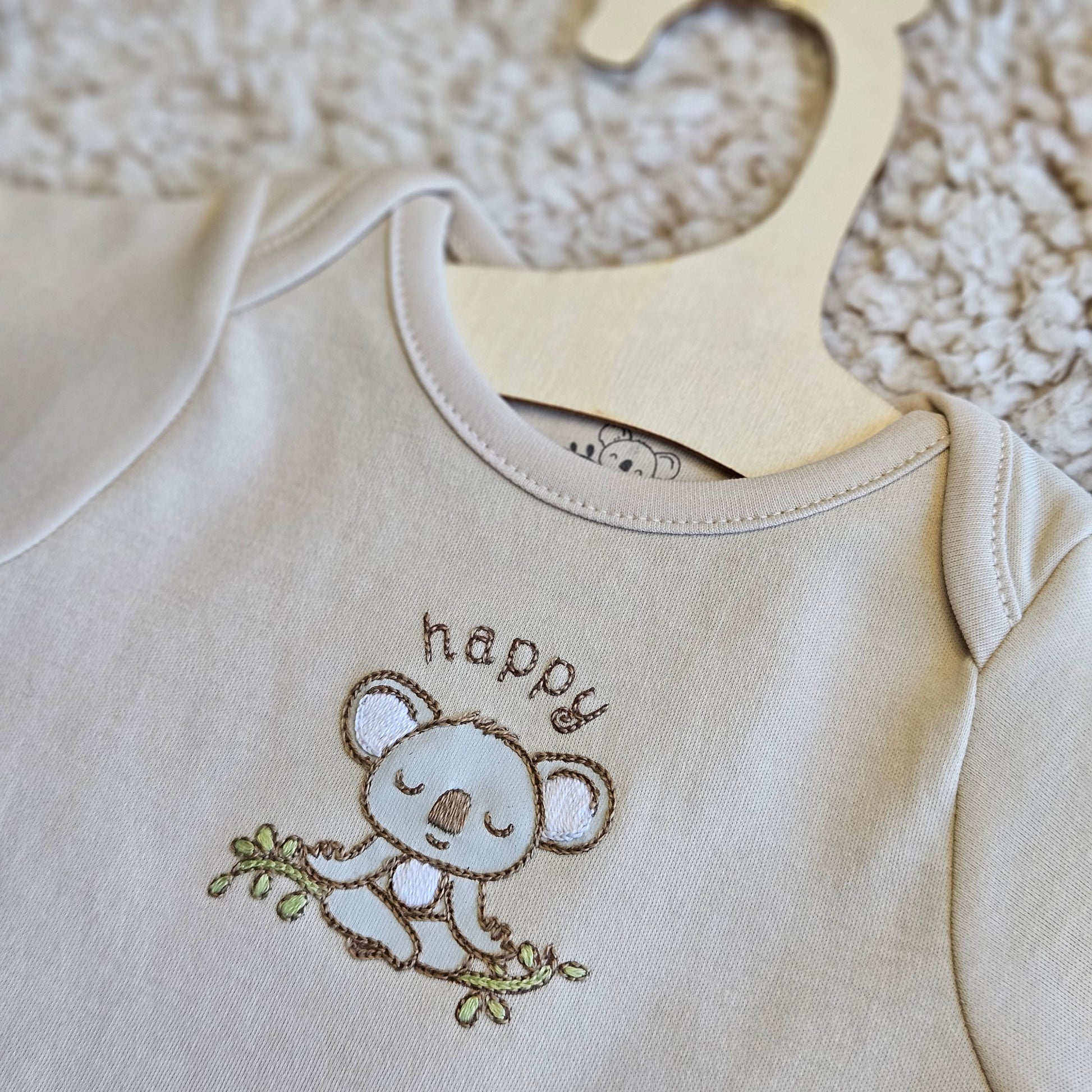 Baby Bodysuit in Soft Beige | Baby Apparel for Sensitive Skin | Joeyscloset.com
